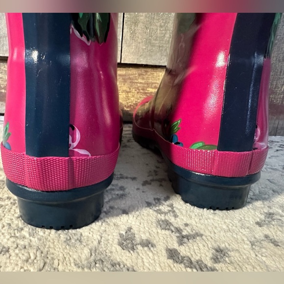 Women’s Joules Size 10 Welly-Print Tall Pink Floral Rain Boots - Picture 8 of 13